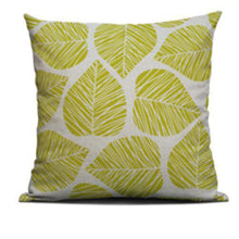 Nordic Cushion Cover with Lime Yellow Leaf Design - 50x50cm 20x20in