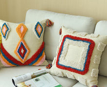 Handmade Moroccan Geometric Cushion Cover With Tassles - Indimode