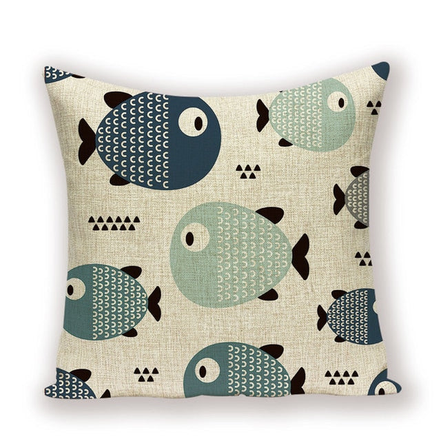 Retro Vintage Colourful Fish Cushion Covers