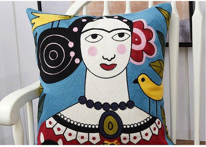 Frida Kahlo Embroidery Cushion Covers - Indimode