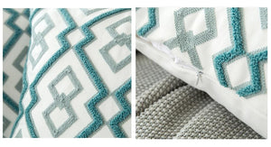 Scandinavian embroidery cushion cover - dark teal - diamond