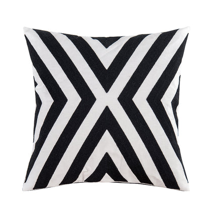 Scandinavian Black & White Embroidery Cushion Covers - 45cm x 45cm