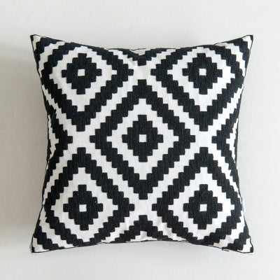 Scandinavian Black & White Embroidery Cushion Covers - 45cm x 45cm