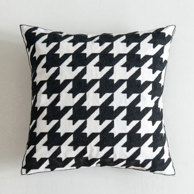 Scandinavian Black & White Embroidery Cushion Covers - 45cm x 45cm