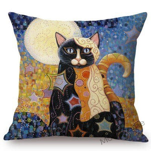 Klimt Cat Inspired Printed Cushion Covers 45cm x 45cm
