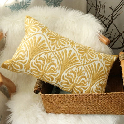 Golden Victorian Pattern Embroidery Cushion Covers