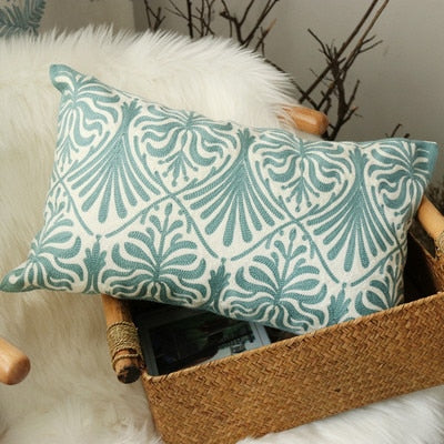 Green Victorian Pattern Embroidery Cushion Covers