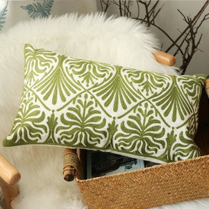 Green Victorian Pattern Embroidery Cushion Covers