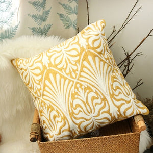 Golden Victorian Pattern Embroidery Cushion Covers