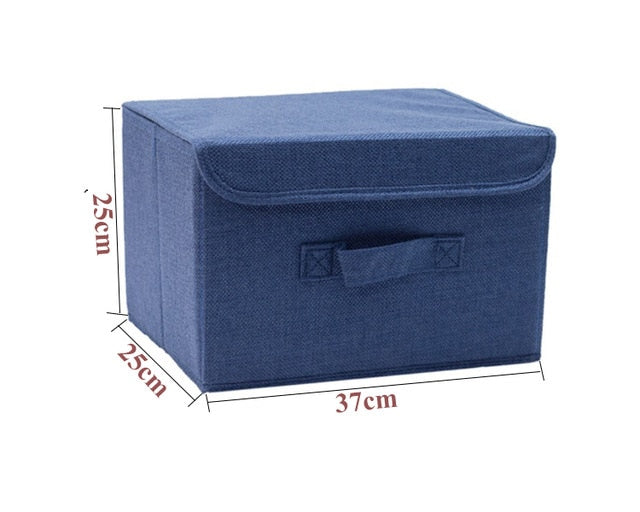 Cotton Linen Storage Boxes With Lid - 2 Sizes & Different Colours