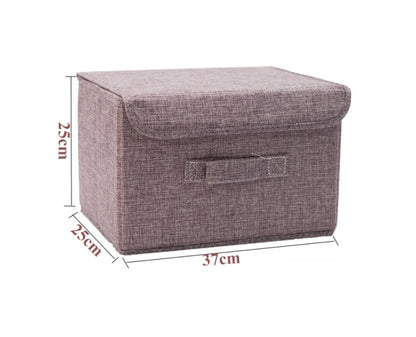 Cotton Linen Storage Boxes With Lid - 2 Sizes & Different Colours