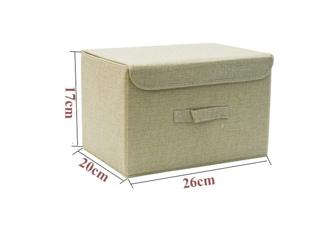 Cotton Linen Storage Boxes With Lid - 2 Sizes & Different Colours