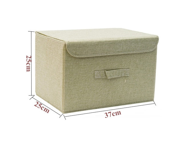 Cotton Linen Storage Boxes With Lid - 2 Sizes & Different Colours