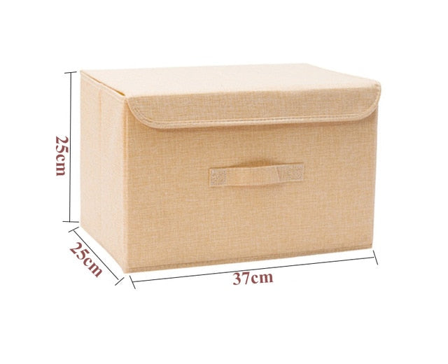 Cotton Linen Storage Boxes With Lid - 2 Sizes & Different Colours