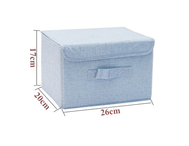 Cotton Linen Storage Boxes With Lid - 2 Sizes & Different Colours