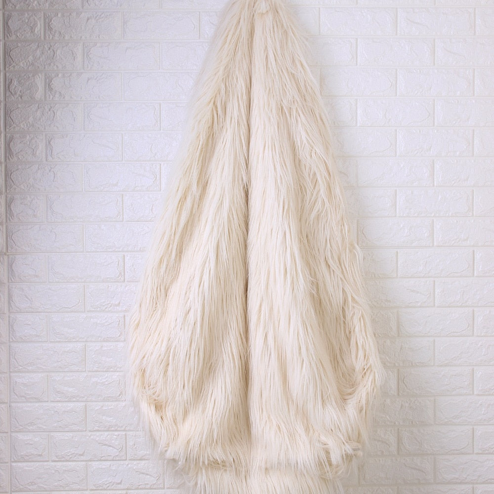 cream faux fur bean bag