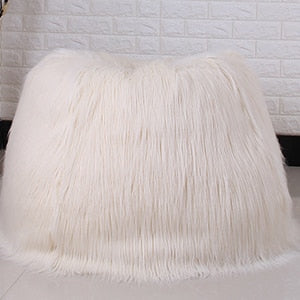 cream faux fur bean bag