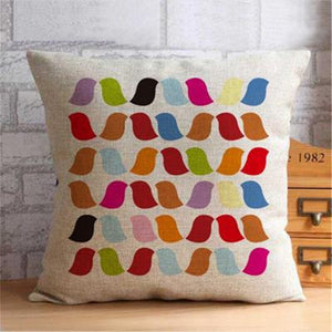 Nordic Cushion Cover with Colourful Birds - 50x50cm or 20x20in