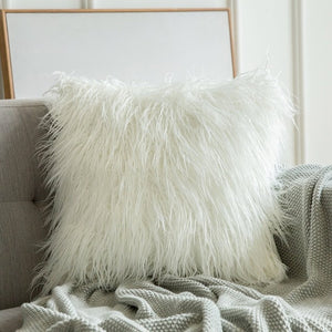 White Long Faux Fur Cushion Covers