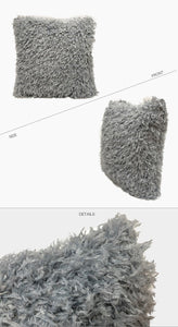 Grey Eco Feather / Fur Fluffy Cushion Covers