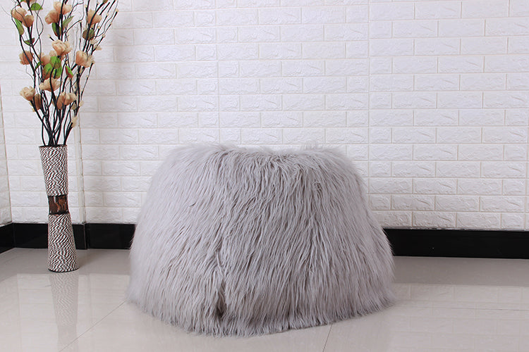 light grey faux fur bean bag