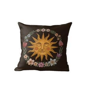 Nordic Black Cushion Covers With Sun, Moon, Floral & Fauna