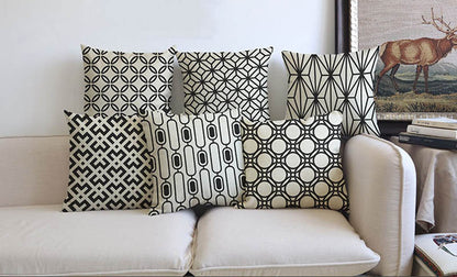 Nordic Black / Navy & Cream Geometric Cushion Covers