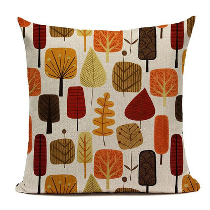 Colourful Retro Scandinavian Leaf Cushion Covers