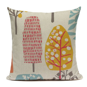Colourful Retro Scandinavian Leaf Cushion Covers