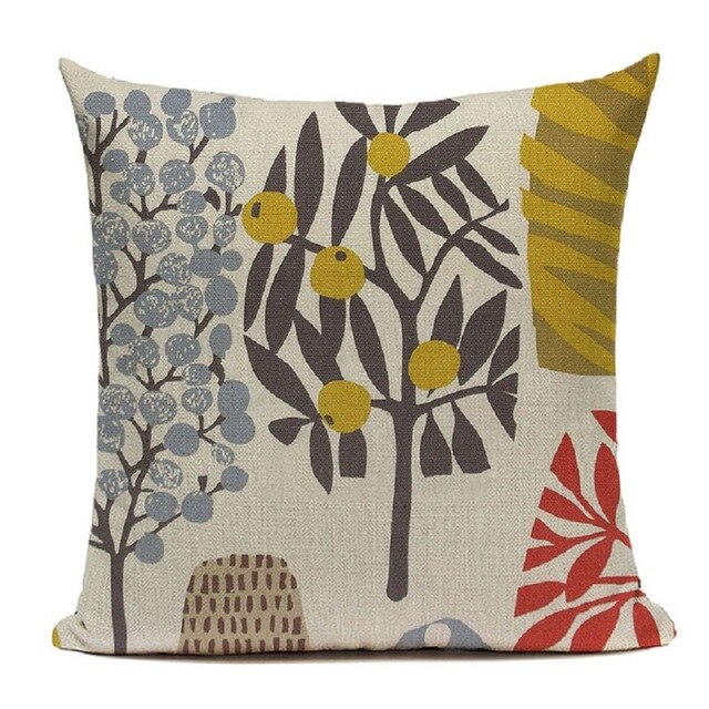 Colourful Retro Scandinavian Leaf Cushion Covers