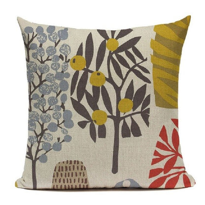 Colourful Retro Scandinavian Leaf Cushion Covers