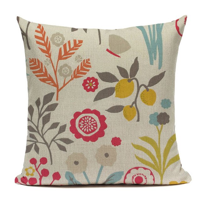 Colourful Retro Scandinavian Leaf Cushion Covers