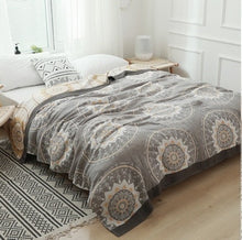 Scandinavian 100% Cotton Bed / Sofa Throw With Mandalas