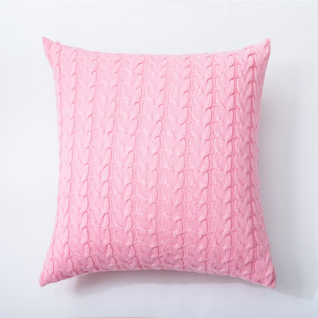 Pink Scandinavian Style 100% Cotton Knitted Cushion Cover With Buttons