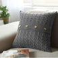 Grey Scandinavian Style 100% Cotton Knitted Cushion Cover With Buttons