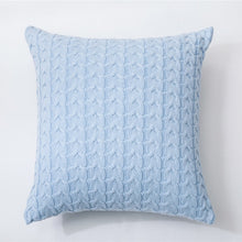 Blue Scandinavian Style 100% Cotton Knitted Cushion Cover With Buttons