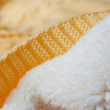 Yellow Knitted Winter Blanket With Inside Cotton Fleece