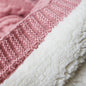 Pink Knitted Winter Blanket With Inside Cotton Fleece