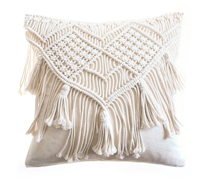 Boho Cotton Linen Macrame Cushion Covers With Tassels