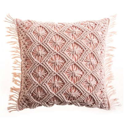 Boho Cotton Linen Macrame Cushion Covers With Tassels