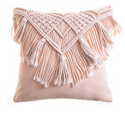 Boho Cotton Linen Macrame Cushion Covers With Tassels