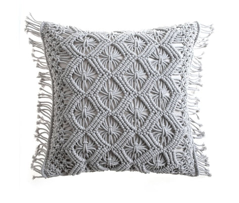 Boho Cotton Linen Macrame Cushion Covers With Tassels