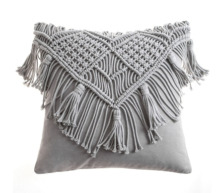 Boho Cotton Linen Macrame Cushion Covers With Tassels