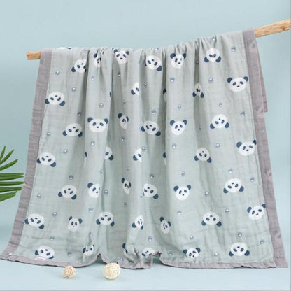 Panda 100% Cotton Baby Blanket / Playmat With Animal Prints