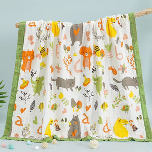 100% Cotton Baby Blanket / Playmat With Animal Prints