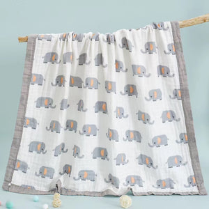 Elephant 100% Cotton Baby Blanket / Playmat With Animal Prints