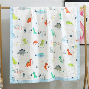 Dinosaur 100% Cotton Baby Blanket / Playmat With Animal Prints