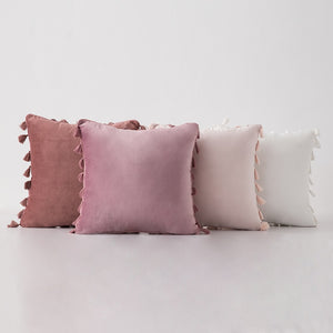 Stylish Velvet Cushion Covers With Tassels - 18in x 18in and 12in x 20in
