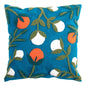 Colourful Embroidery Floral Cushion Covers - Dark Turquoise With Berries