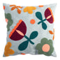 Colourful Embroidery Floral Cushion Covers - Light Blue With Flowers